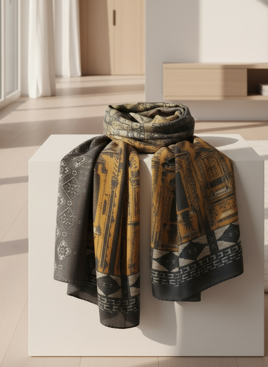 J. Printed Silk Stole/Scarf-D49