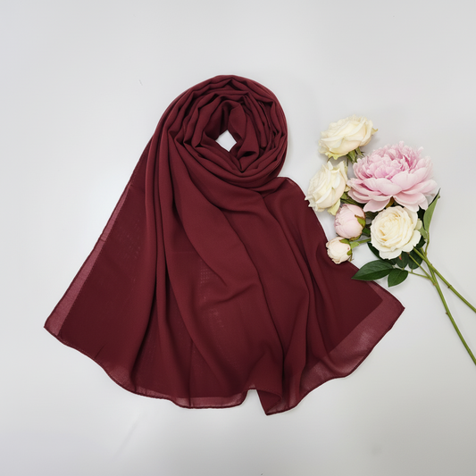 Women's Solid Maroon Premium Chiffon Scarf – D97