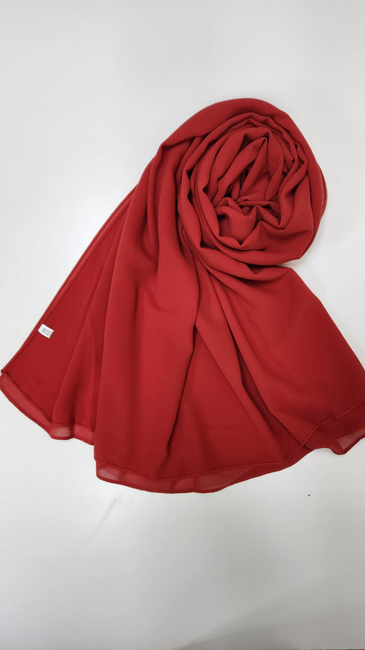 Women's Solid Red Chiffon Scarf – D87
