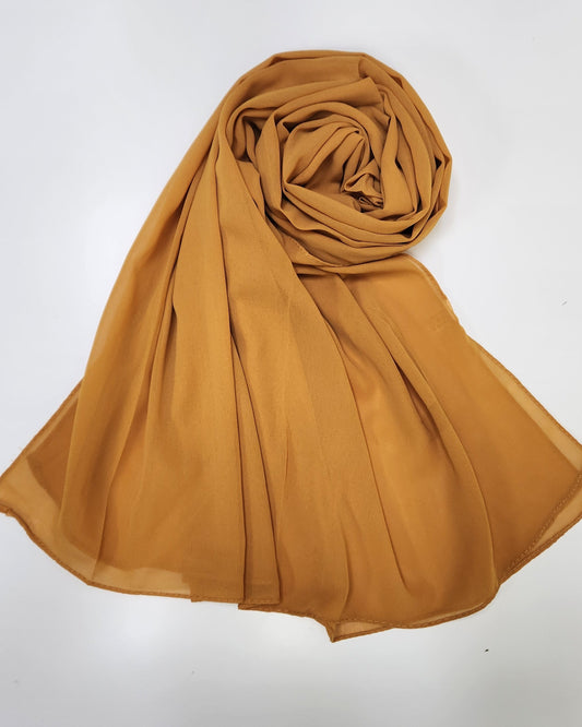 Women's Solid Mustard Chiffon Scarf – D88