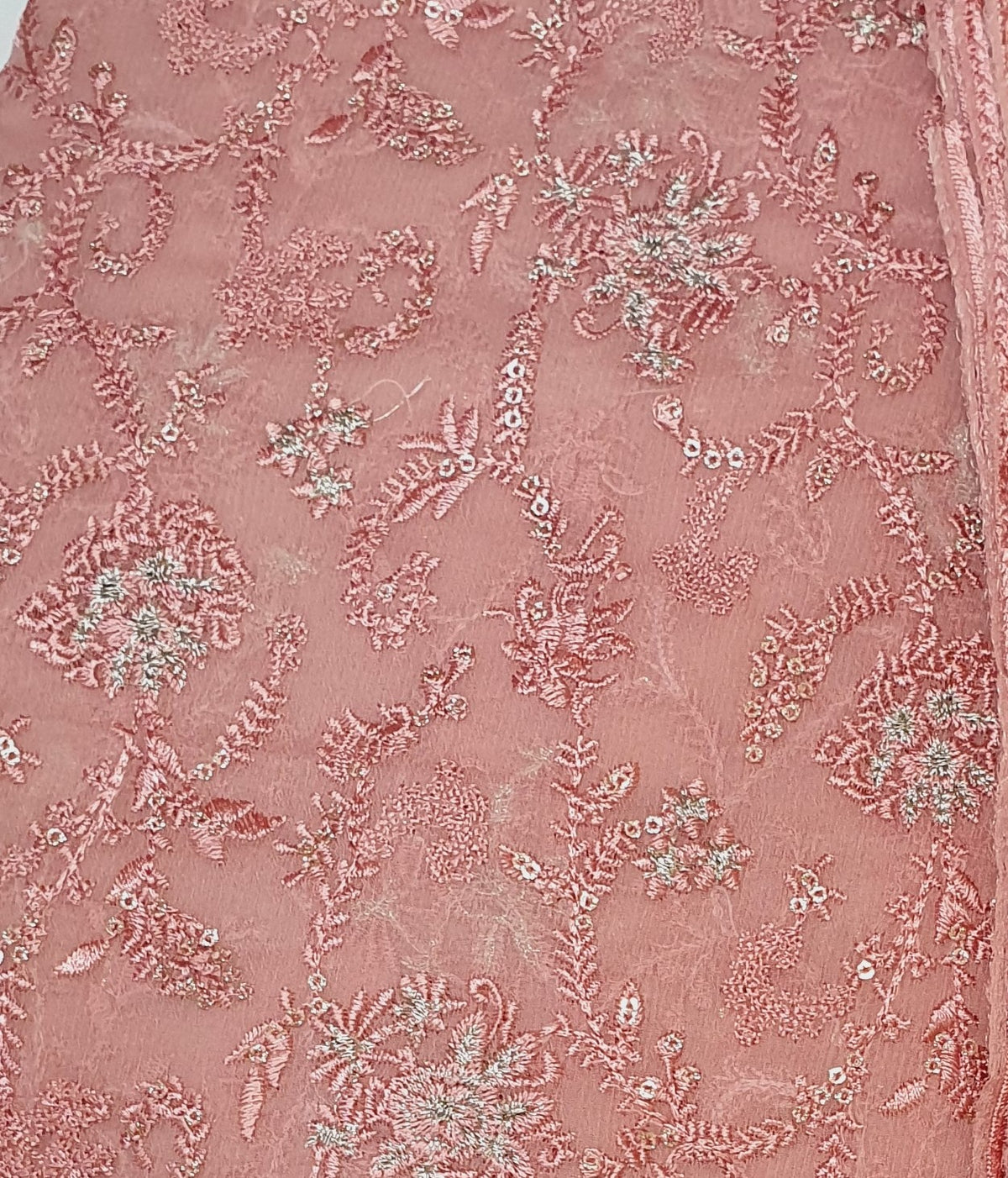 Unstitched Embroidered Pink Chiffon 3pc-UNS-13