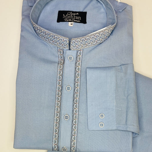 Men's blue stitched shalwar kameez – Pakistani Traditional wear | Khaas Trends