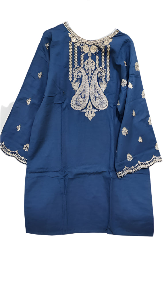 Pakistani Blue embroidered khaddar shirt -Zellbury pret-Dubai