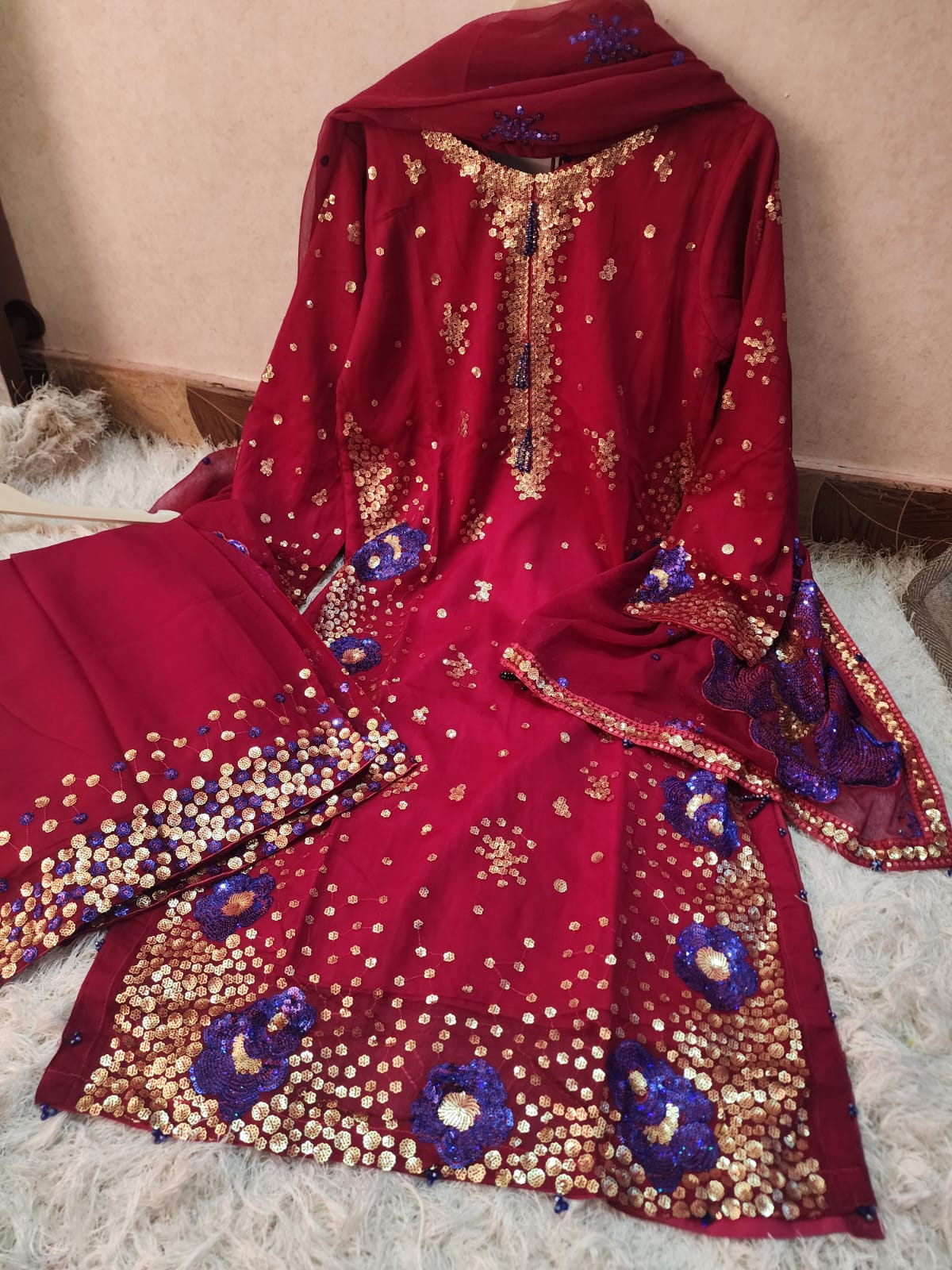 Agha Noor Inspired Pink Muse Work Chiffon Suit – Stitched 3pc-RW3-117