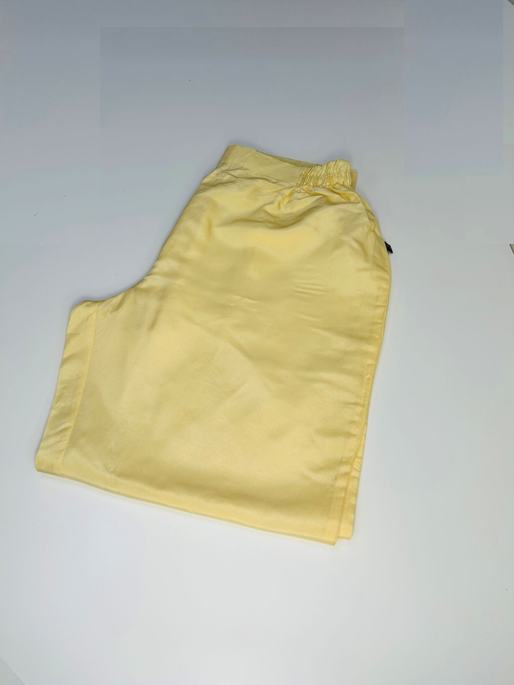 J. Yellow Raw Silk Plain Trouser