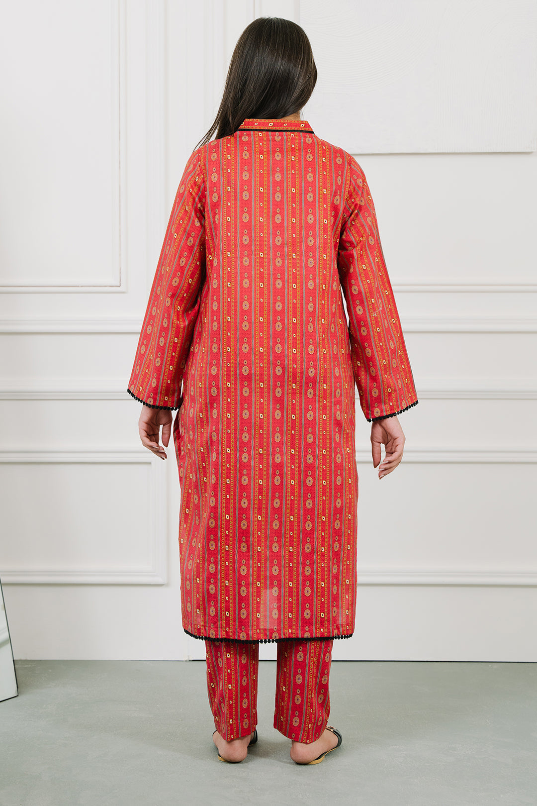 Red Women 2Pc Lawn PRET for summer-Online Khaas Trends