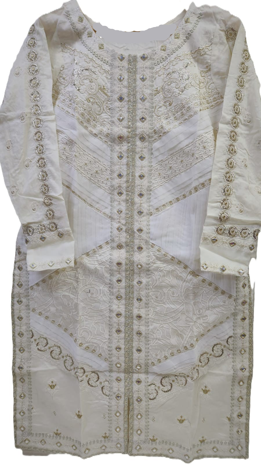 Emboridered Off-White Lawn- stitched 3pc-RW3-73