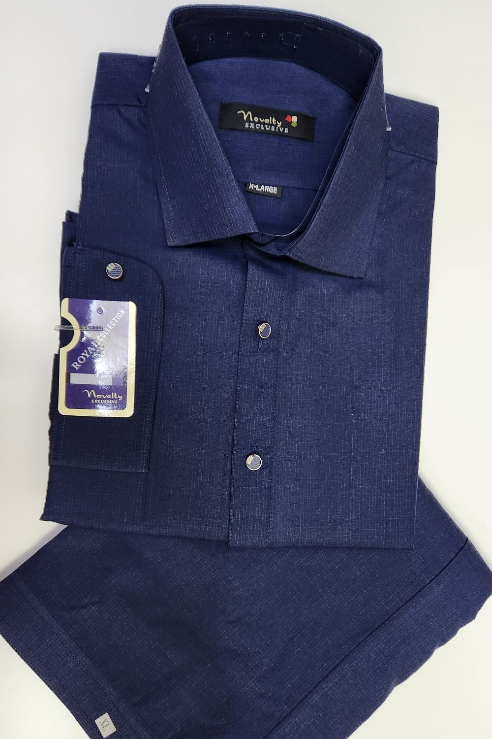 Navy blue stitched shalwar kameez for men - full outfit display