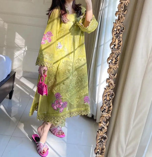 Luxury Embroidered lawn Stitched Shirt & Trouser for women-Online Dubai