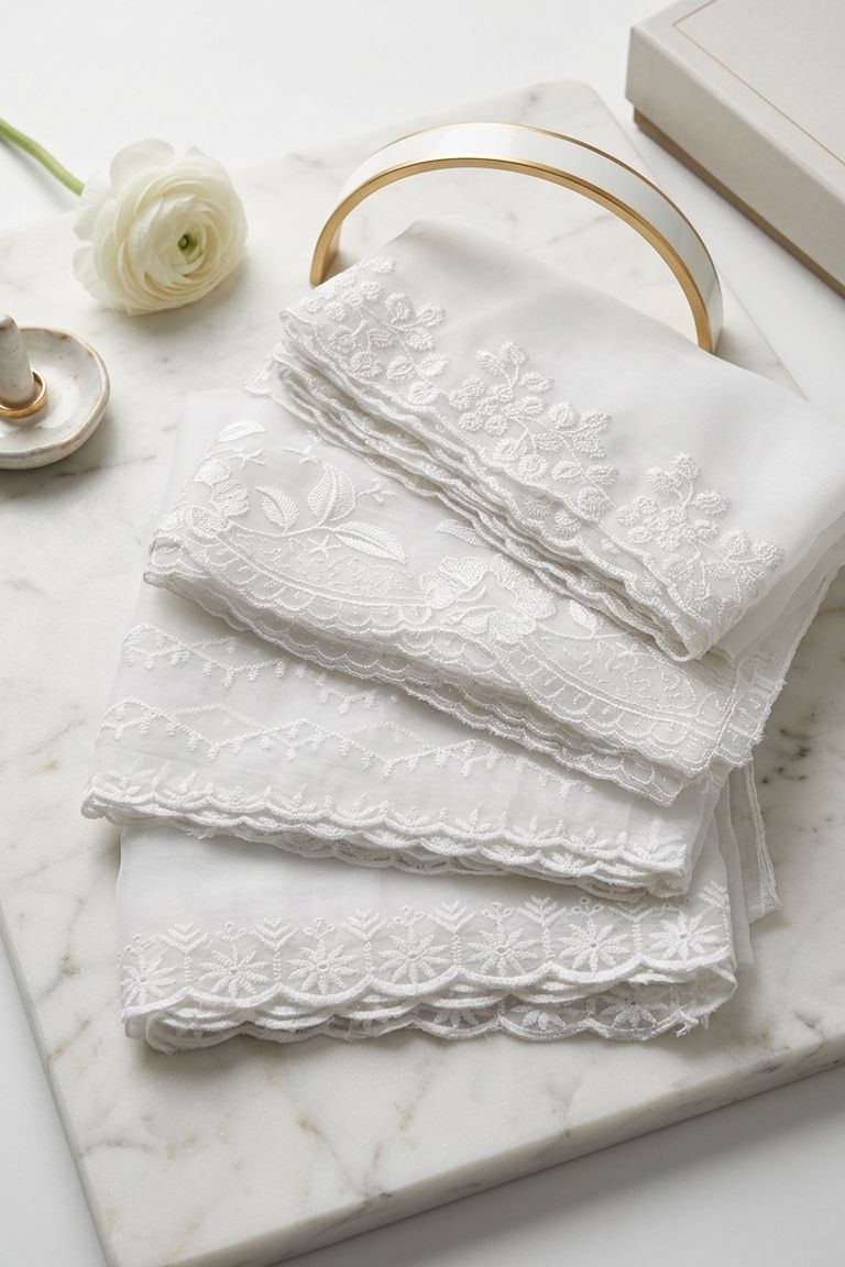 White Embroidered Chiffon Dupatta – D100