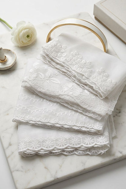 White Embroidered Chiffon Dupatta – D100