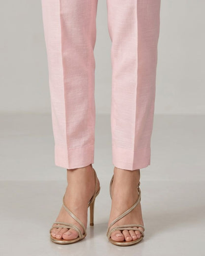 J. Pink Raw Silk Plain Trouser – Women’s Ethnic Bottomwear