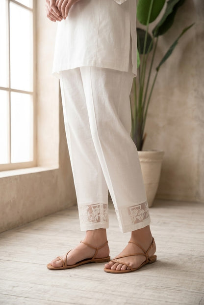 OFFWhite Cotton Trousers For Women -T03
