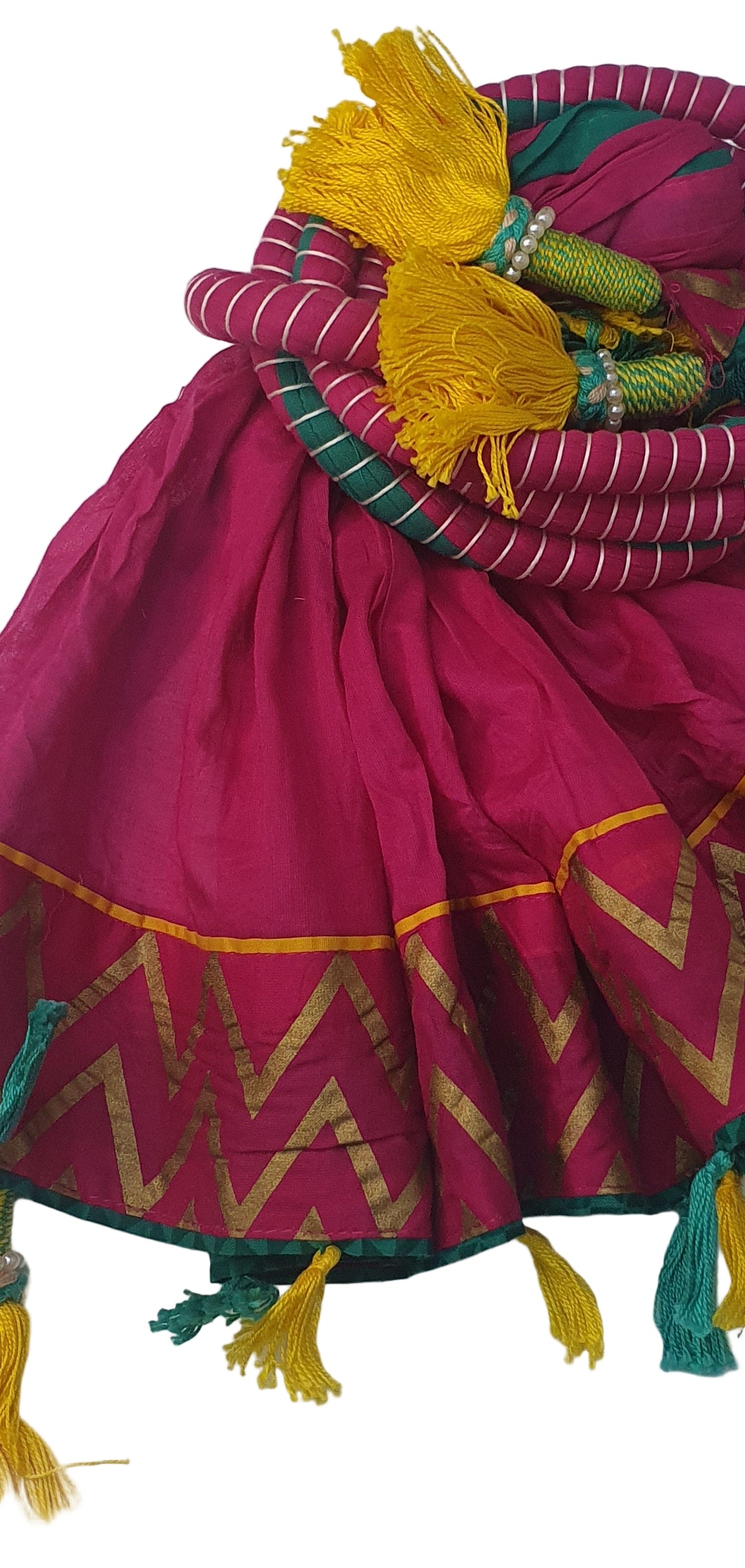 Pink traditional Crushed Lawn Dupatta with tassels by J. - Khass Trends