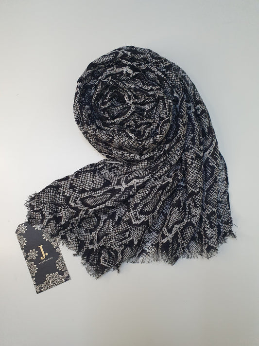 Black and white patterned scarf by J.