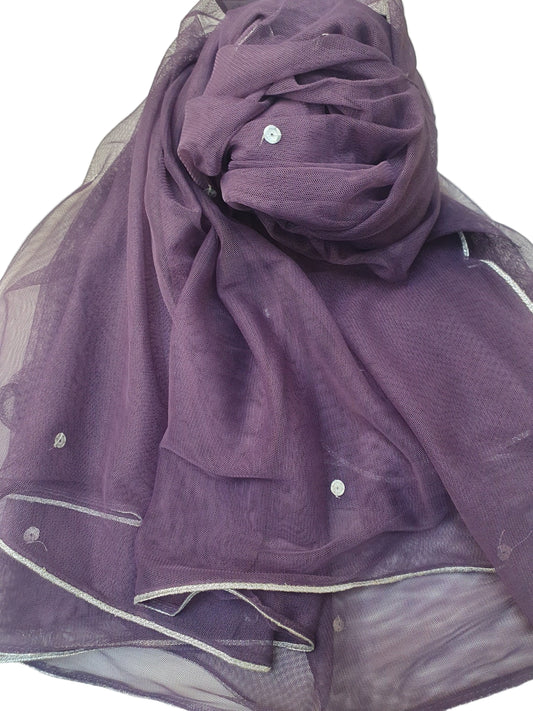 Purple J. Net Dupatta-Online Khaas Trends Dubai