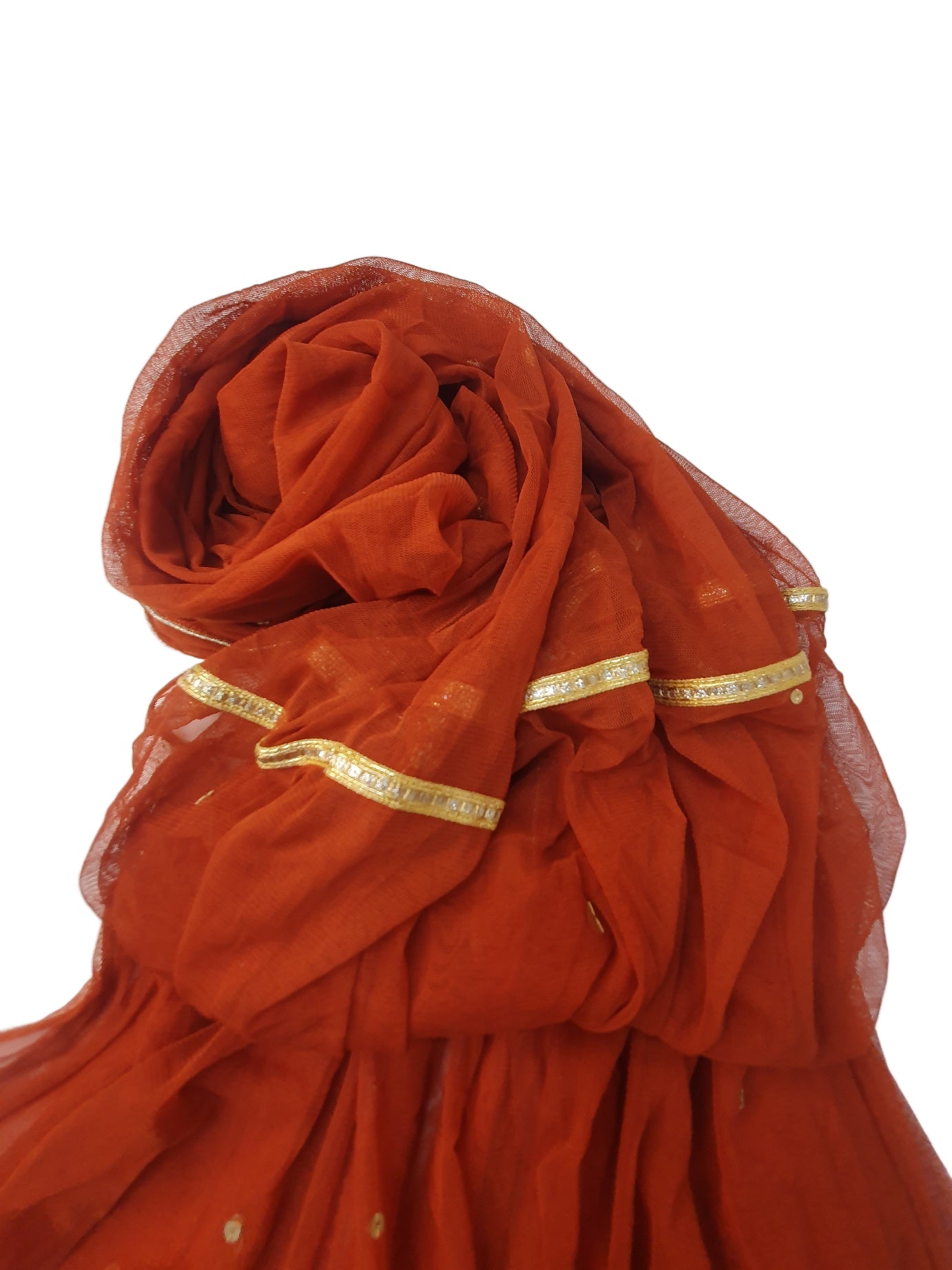 Rust Color J. Net Dupatta With sequin- Khaas Trends Online