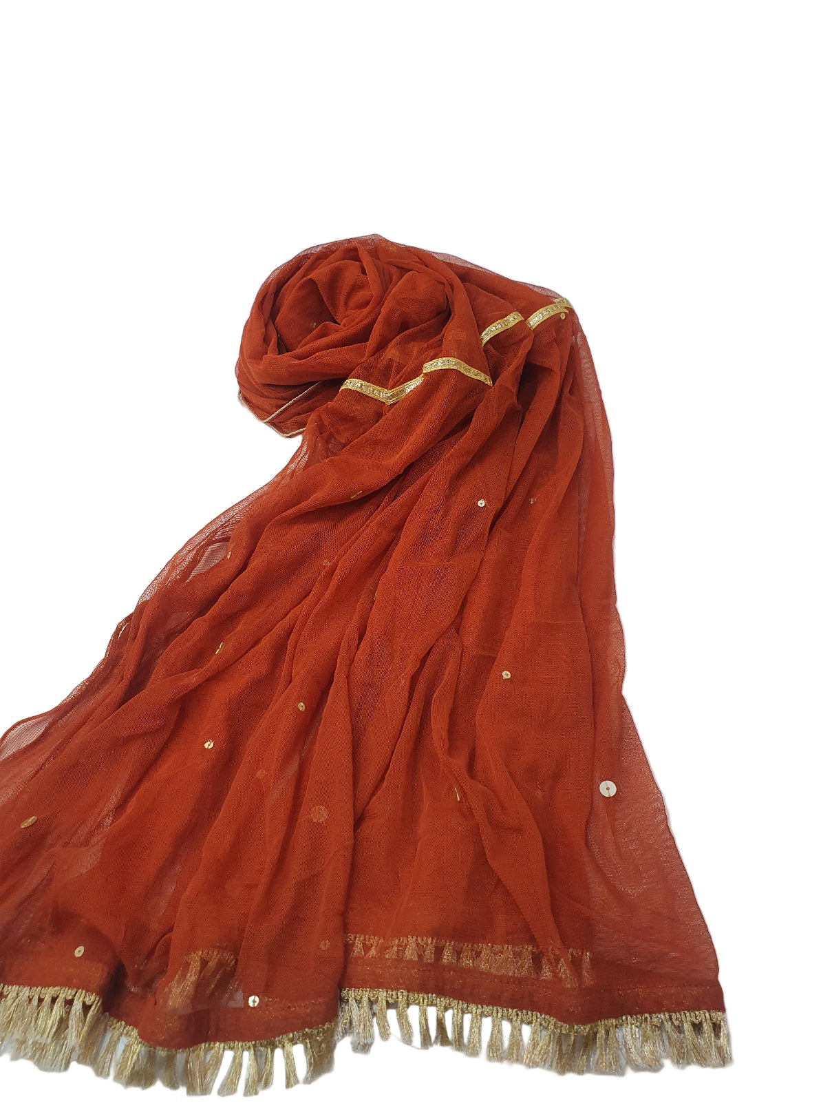 Rust Color J. Net Dupatta With sequin- Khaas Trends Online