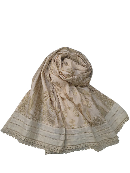 Cream color J. lawn Dupatta- Online Dubai