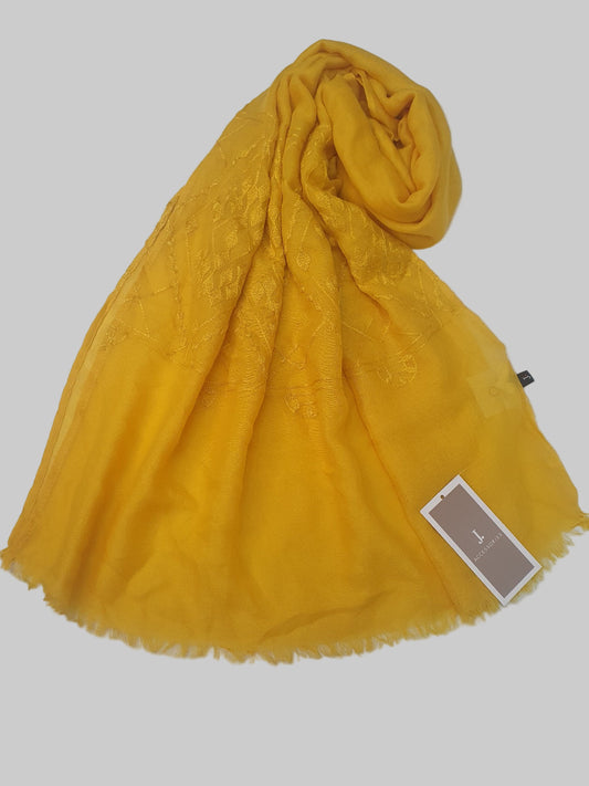 Yellow embroidered J. women scarf -Online UAE