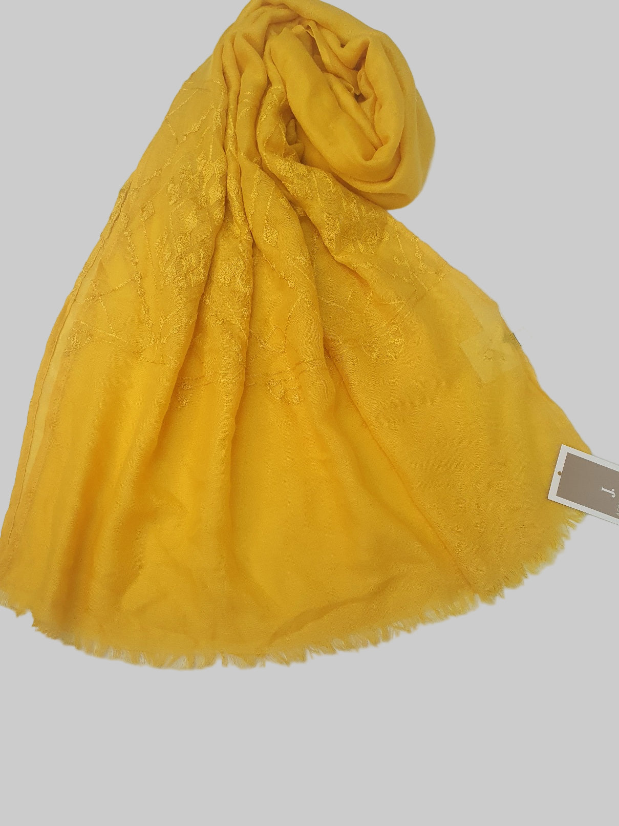 Yellow embroidered J. women scarf -Online UAE
