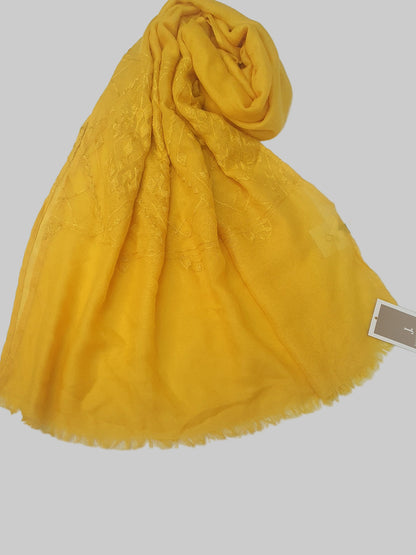 Yellow embroidered J. women scarf -Online UAE
