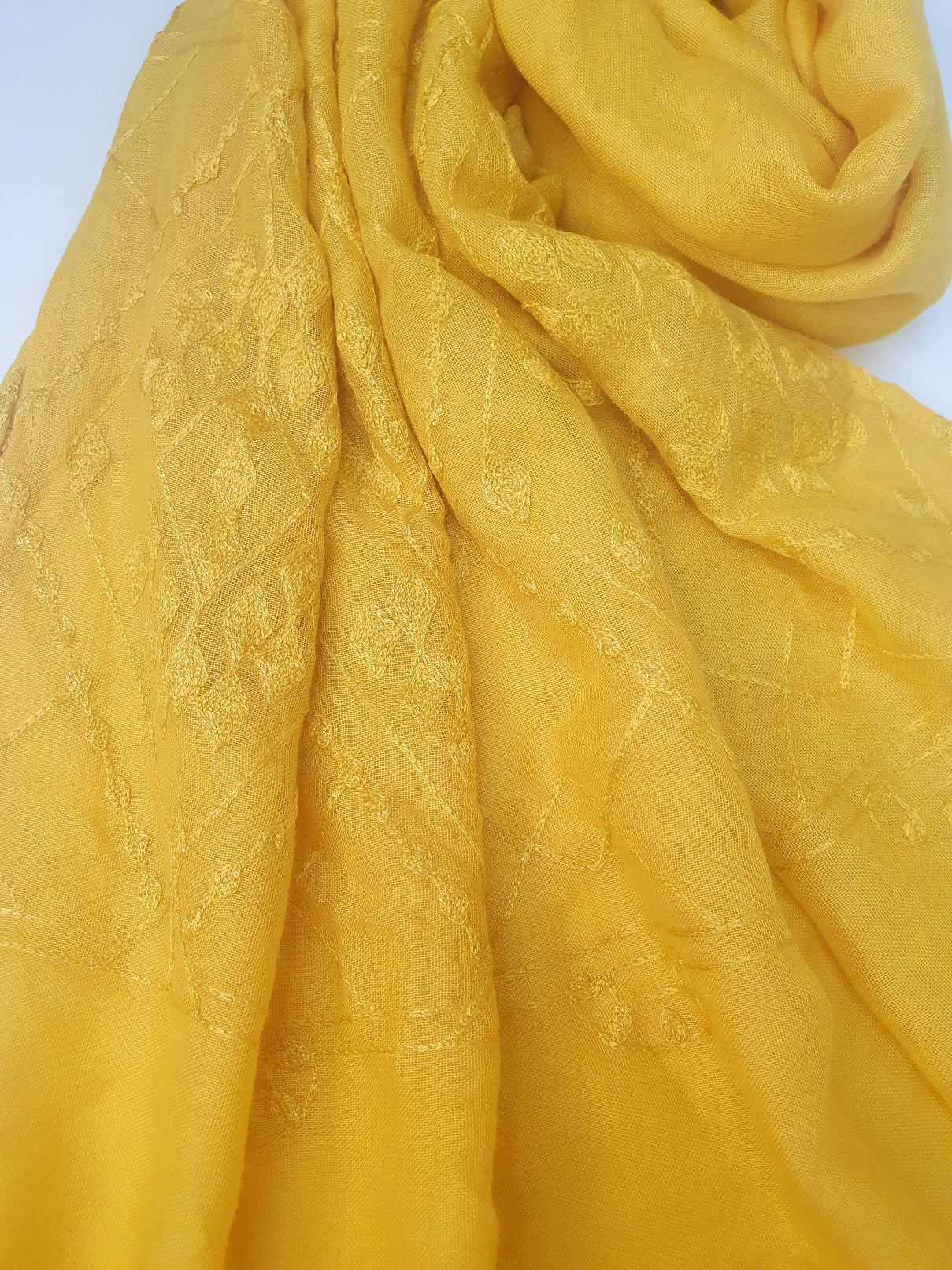 J. Yellow embroidered women scarf -Online UAE