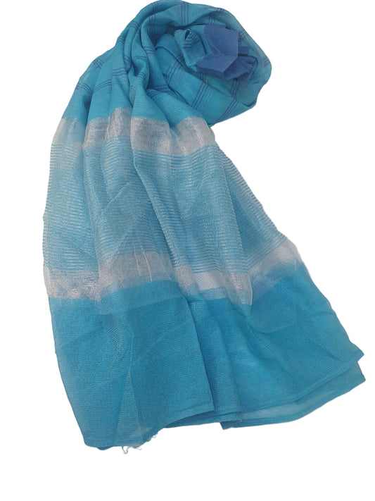 Blue and White Net Dupatta for women -Khaas Trends Online