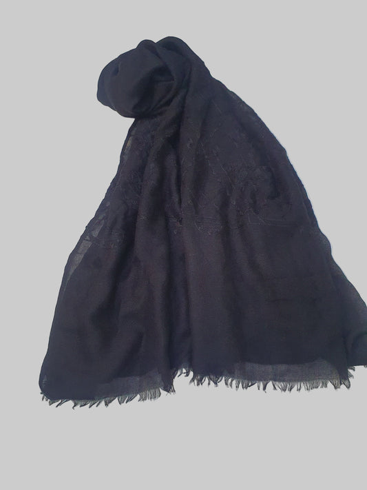 J. Black embroidered Stole- Khaas Trends Dubai
