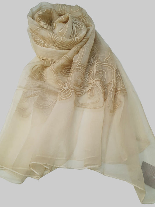 J. beige embroidered scarf-Khaas Trends Online Dubai