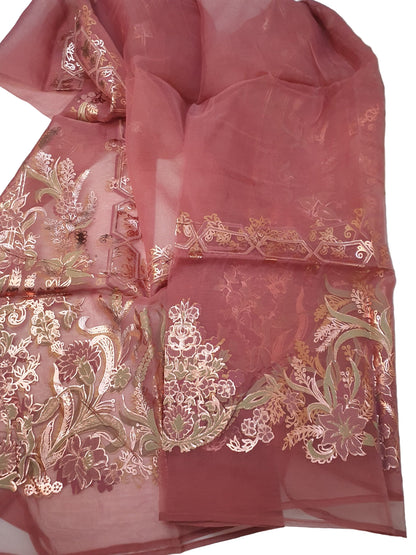 J. Pink Color Organza Dupatta- Online Khaas trends