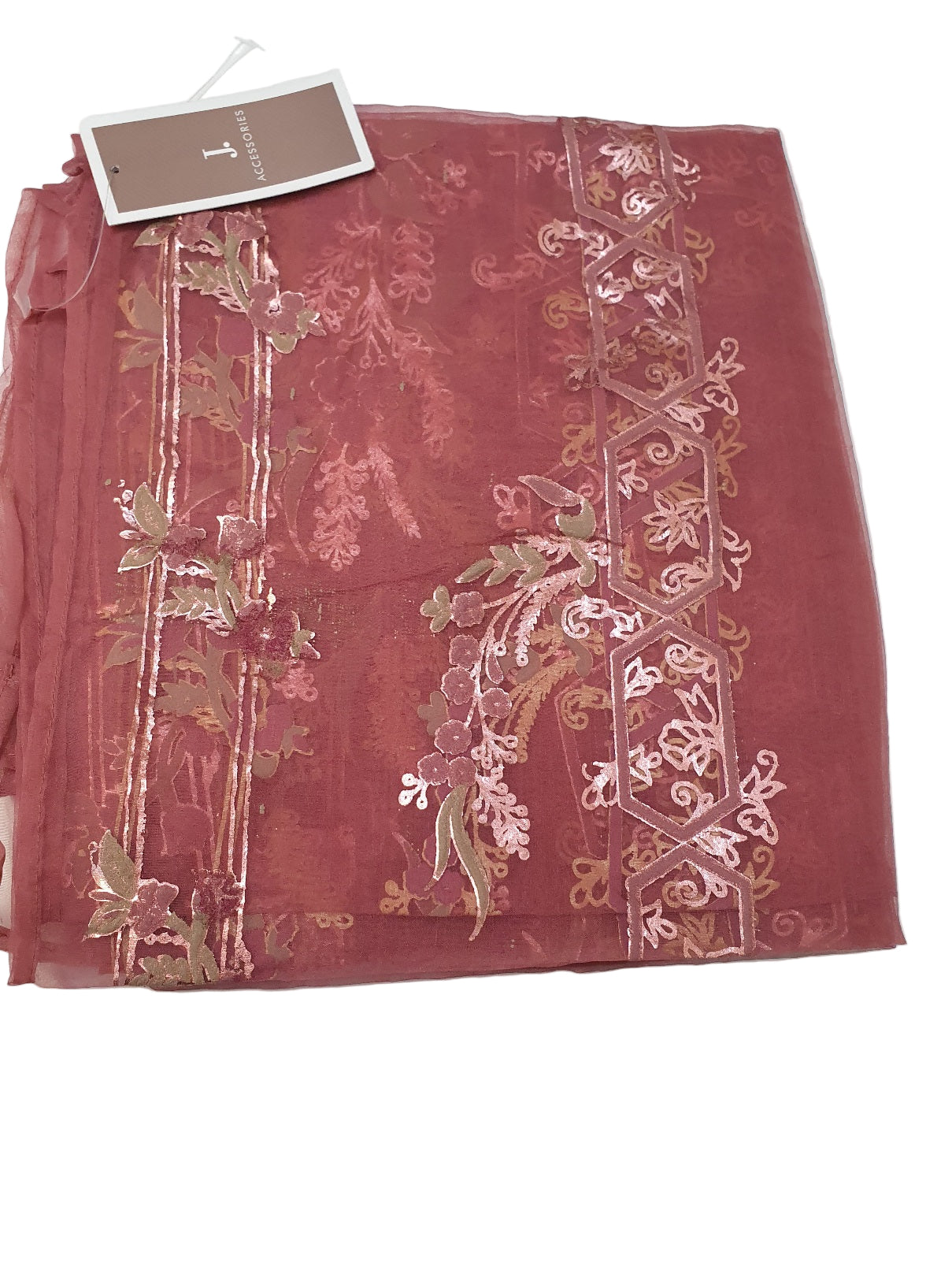 J. Tea Pink Color Organza Dupatta- Online Khaas trends