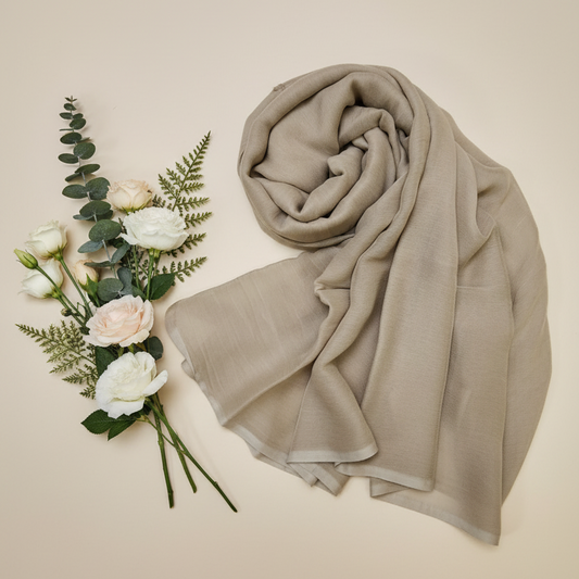 Cross stitch Light Brown Chiffon Dupatta-D82