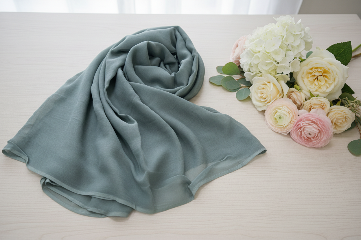 Green Chiffon Dupatta cross stitch-Khaas Trends