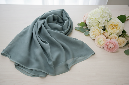 Green Chiffon Dupatta cross stitch-Khaas Trends