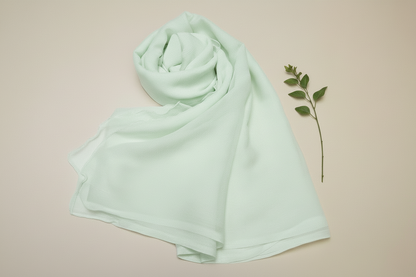 Cross stitch Pale Green Chiffon Dupatta-D80