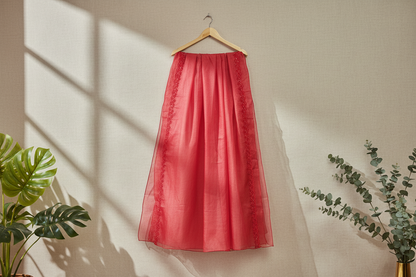 Cross Stitch Emboidered Organza Net Dupatta-D64