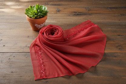 Cross Stitch Emboidered Organza Net Dupatta-D64