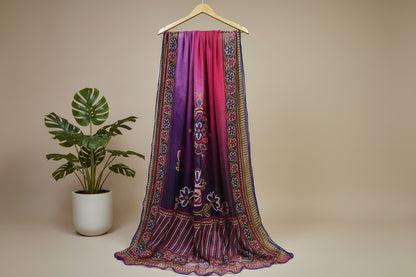 Multicolor pink purple Chiffon Dupatta