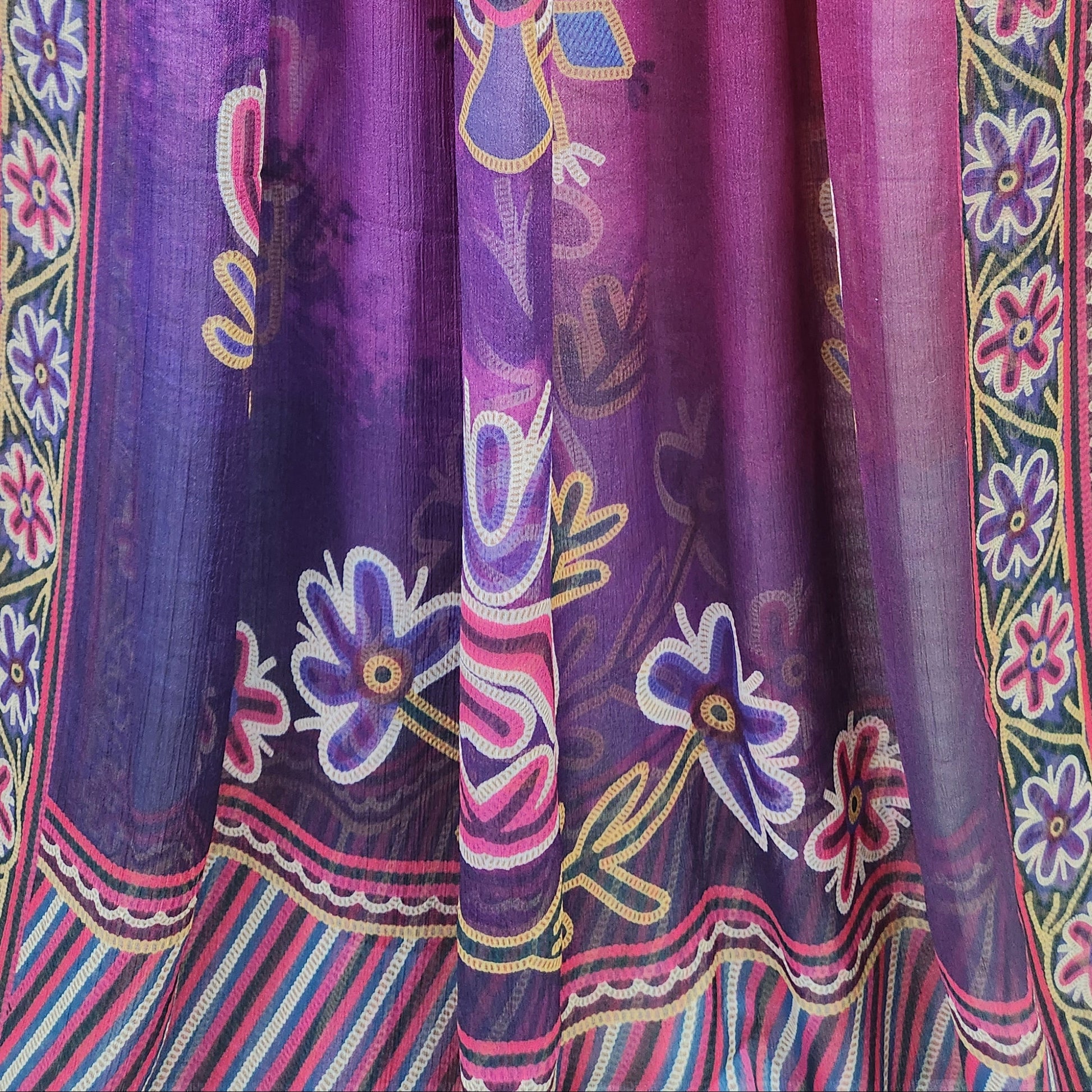 Multicolor pink purple Chiffon Dupatta