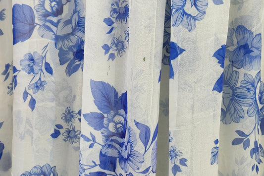 Printed Light Blue  Chiffon Dupatta-D75