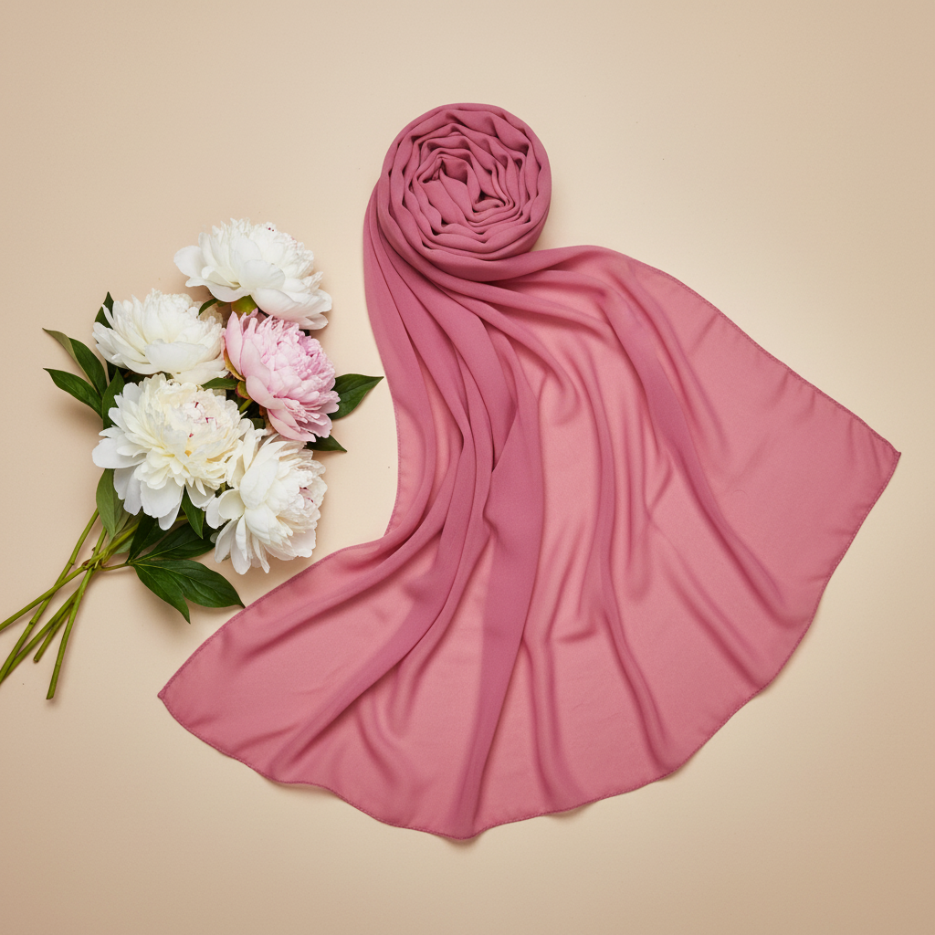 Women's Solid Pink Premium Chiffon Scarf – D93