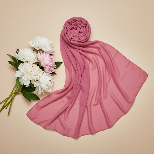 Women's Solid Pink Premium Chiffon Scarf – D93