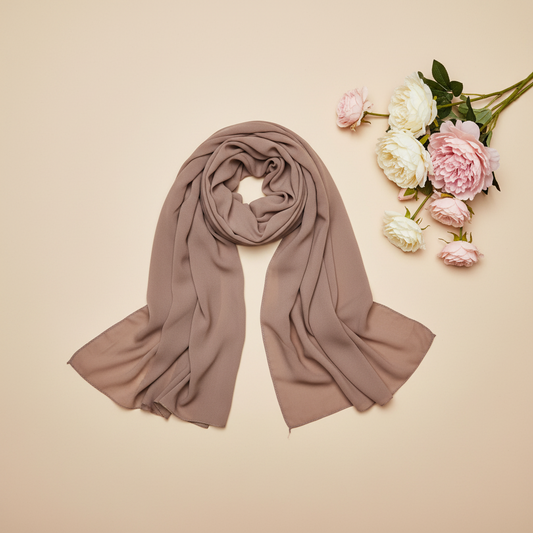 Women's Solid Brown Premium Chiffon Scarf – D99