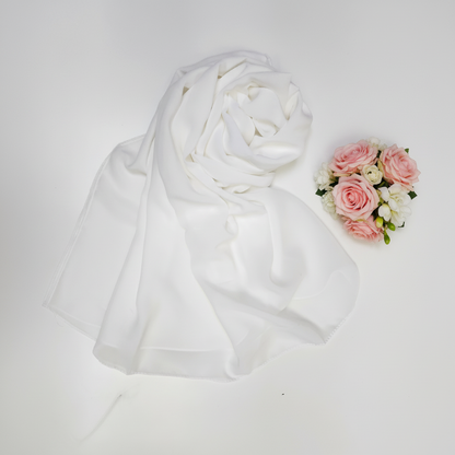 Women's Solid Off-White Premium Chiffon Scarf – D98