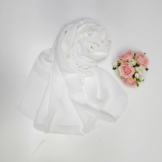 Women's Solid Off-White Premium Chiffon Scarf – D98