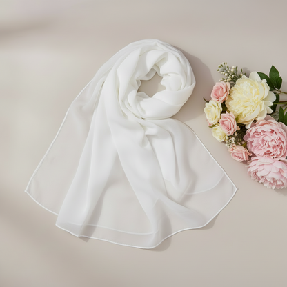 Women's Solid Off-White Premium Chiffon Scarf – D98