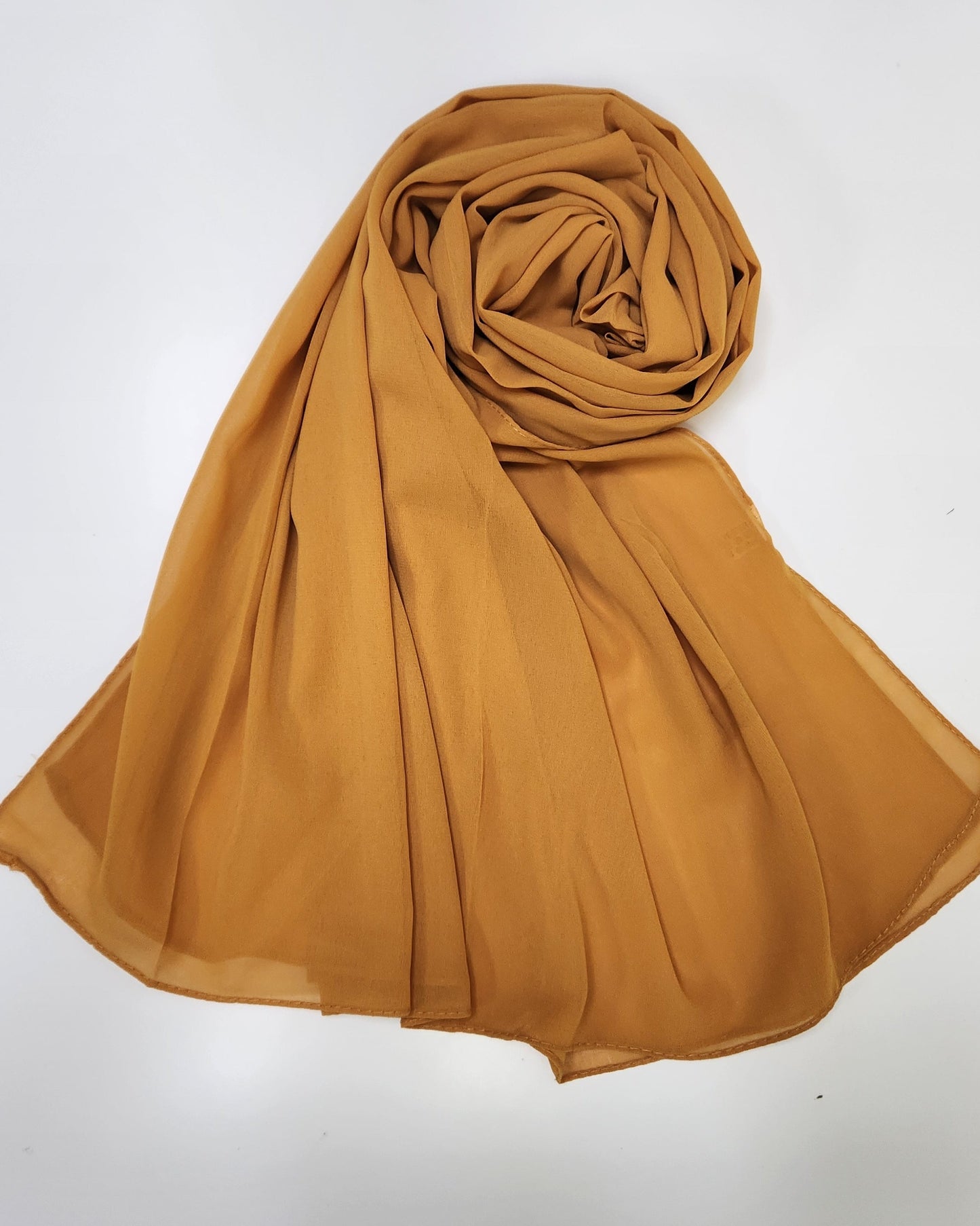 Women's Solid Mustard Chiffon Scarf – D88