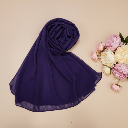 Women's Solid Purple Chiffon Scarf – D89