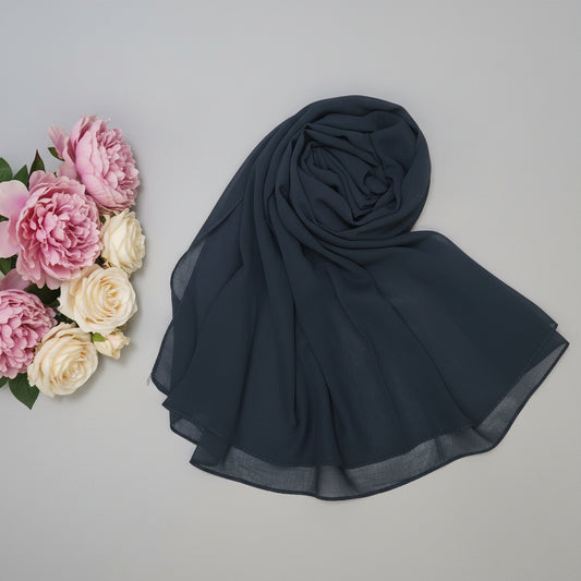 Women's Solid Dark Green Chiffon Scarf – D90